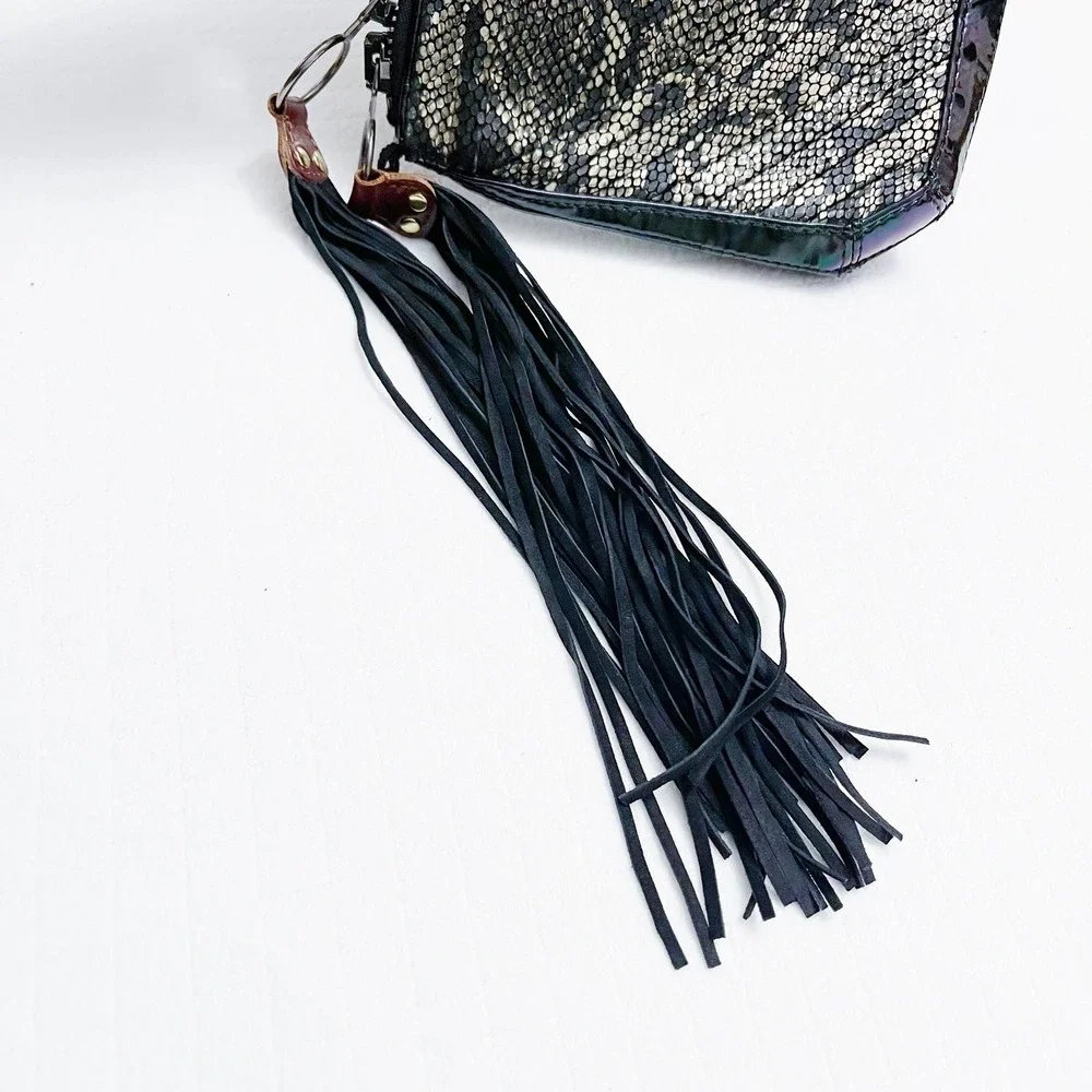 3.1 Philip Lim Snakeskin Metallic Bag Tassel Accents Black/Gold